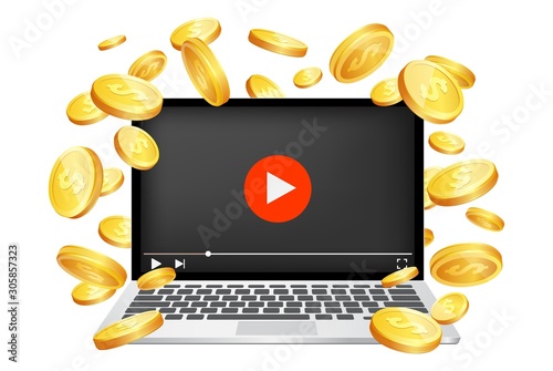 Video monetization vector concept for web banner, website page