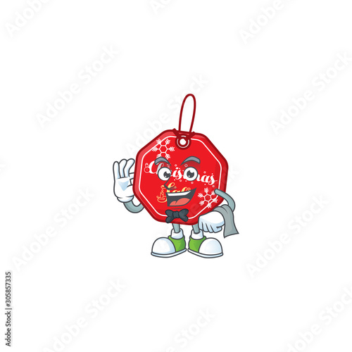 Christmas sale tag Character on A stylized Waiter look