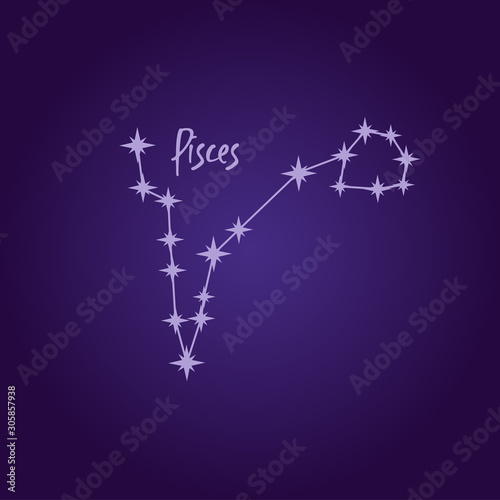 Pisces Zodiac Sign Constellation Vector Illustration
