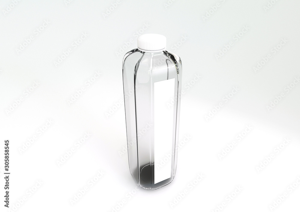 3d empty clear plastic bottle with label. 3d rendering illustration. 3d empty clear plastic bottle with label. 3d rendering illustration.