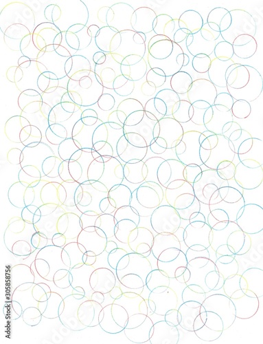Abstract of different colors texture and background with small and big circles drawn by pencil. Great basic of print, badge, party invitation, banner, tag.