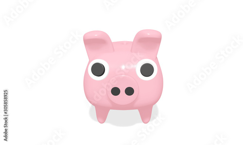 pink piggy bank on white background
