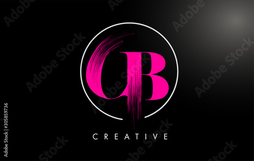 Pink CB Brush Stroke Letter Logo Design. Pink Paint Logo Leters Icon.