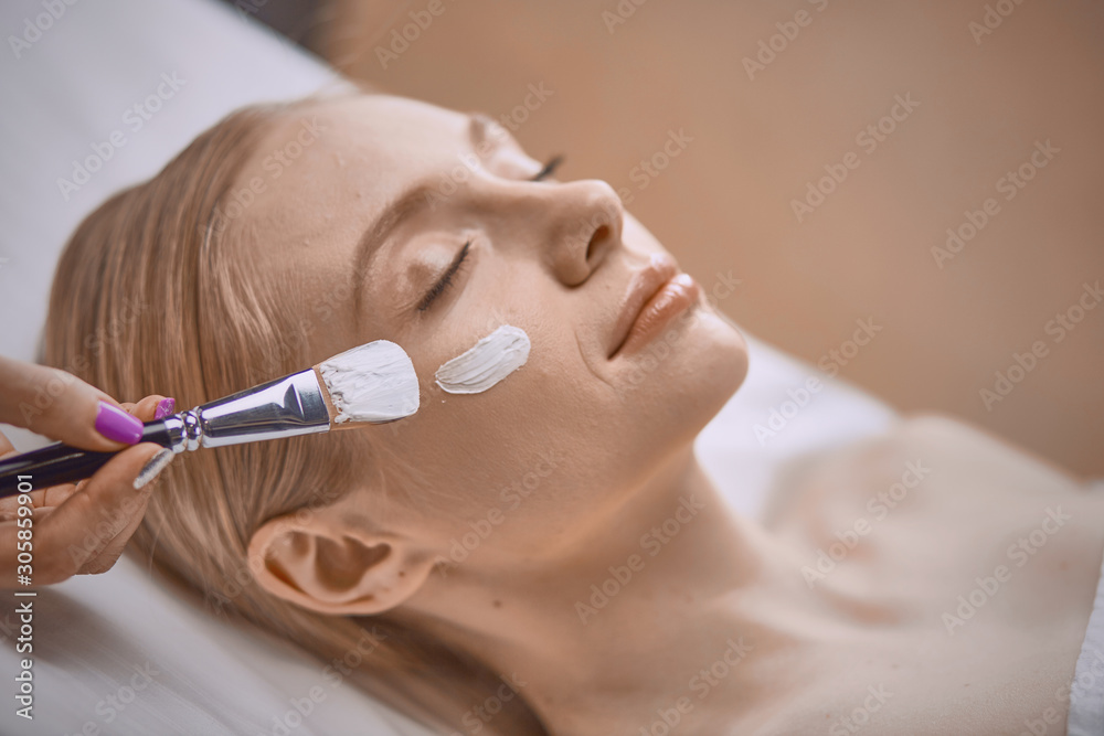people, beauty, cosmetology and treatment concept - close up of people, beauty, cosmetology and treatment concept - close up of