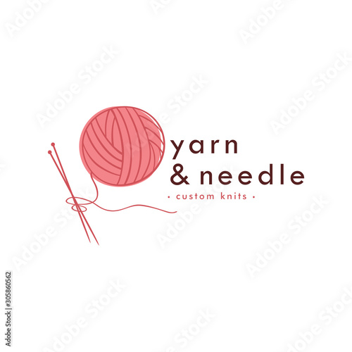 Knitting Vintage Logo, Needle, Yarn, Fashion Retro Simple Logo, Sign, Icon Template Vector Design
