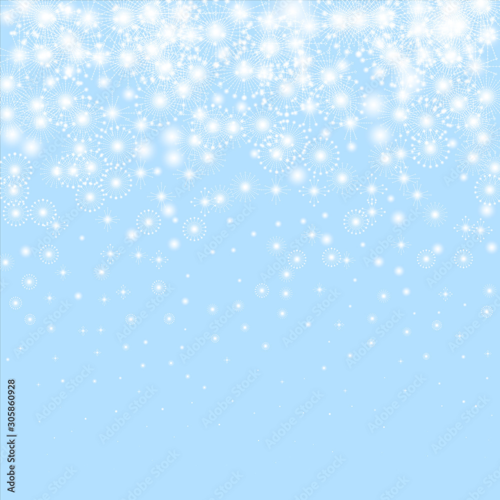Snowflakes background. Attractive winter silver snowflake overlay template.