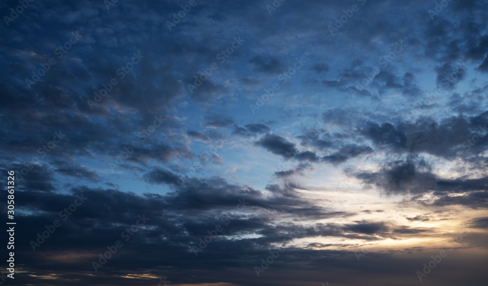 Dramatic sky. Sunset. Nature background.