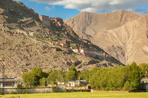 Gyantse Dzong fortress on rocky outcrop, Tibet photo