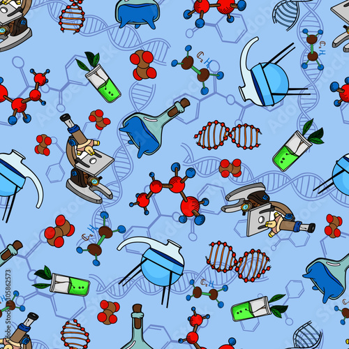 lab seamless pattern chemistry science wallpaper colored school background vector molecule training