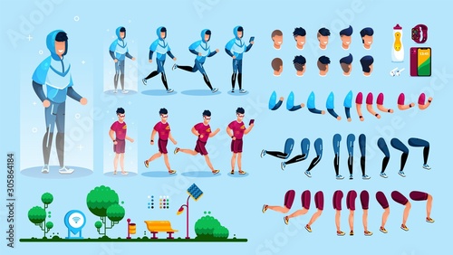 Young Sportsman Flat Vector Character Constructor