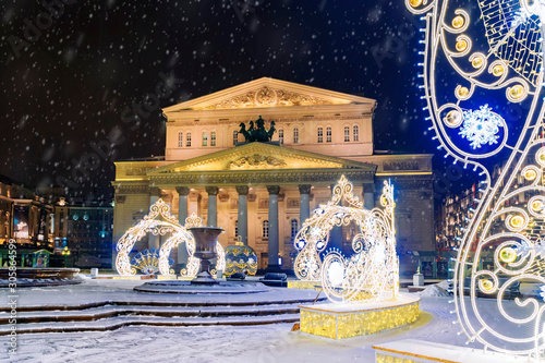 Christmas in Moscow. Bolshoi Theater in Moscow