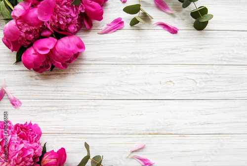 Fototapeta Naklejka Na Ścianę i Meble -  Background with pink peonies