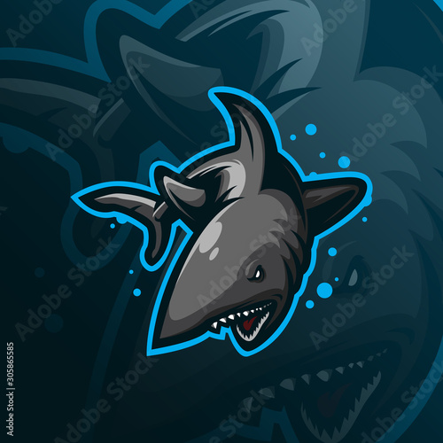 shark sniper mascot logo design vector with modern illustration concept style for badge, emblem and tshirt printing. angry shark illustration.
