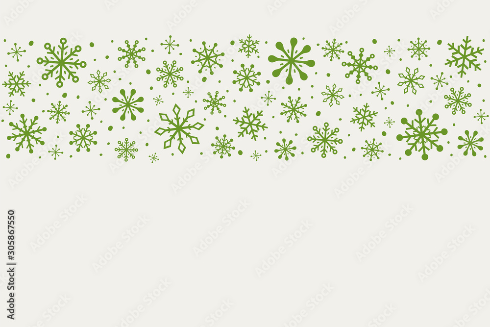 Hand drawn snowflakes on background with copyspace. Christmas ornament. Vector