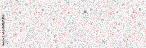 Christmas pattern with decorations. Xmas seamless texture. Vector