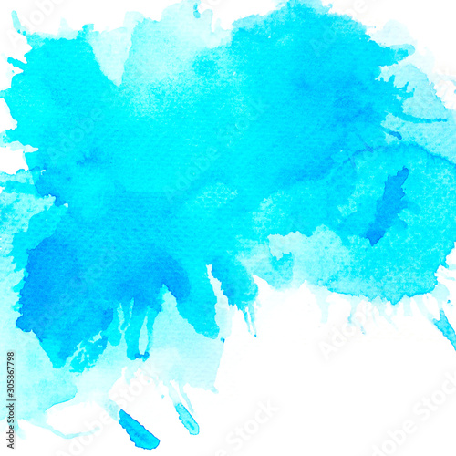 brush splash color blue on paper.abstract watercolor background