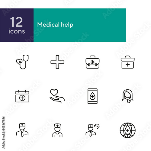 Medical help icon set. Hospital concept. Vector illustration can be used for topics like apothecary, hospital, drug company