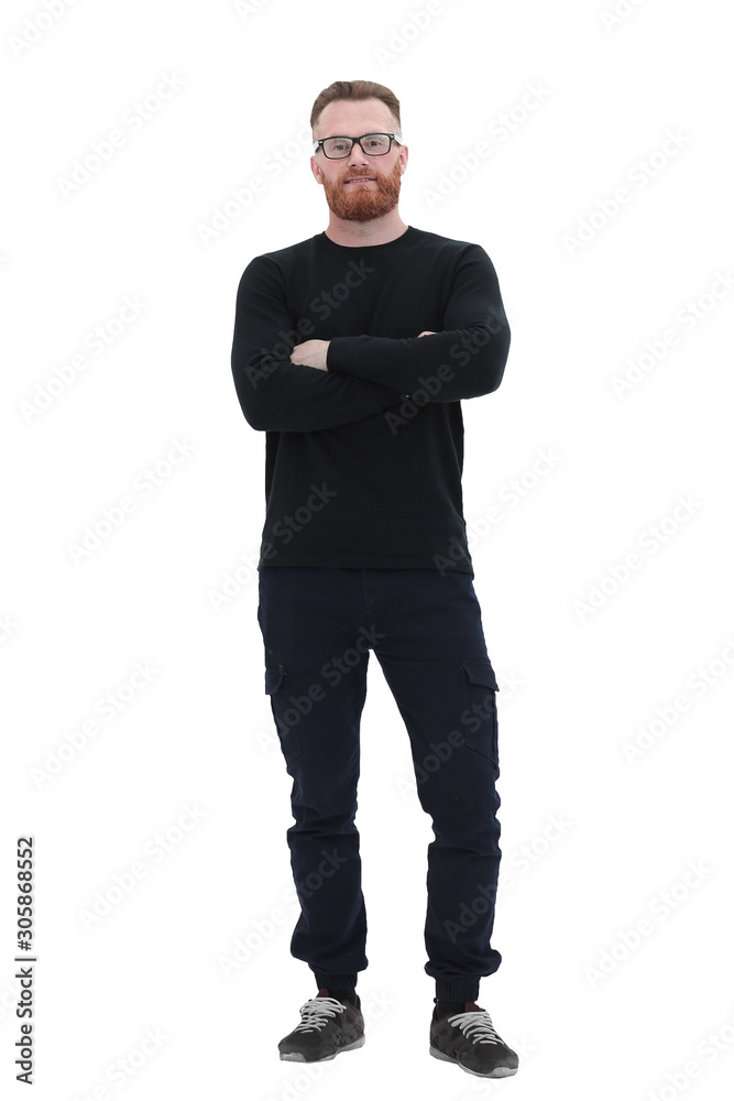 serious bearded man with glasses . isolated on white serious bearded man with glasses . isolated on white