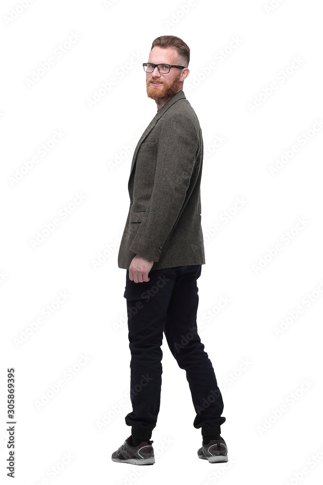 young man looking at copy space . isolated on white young man looking at copy space . isolated on white