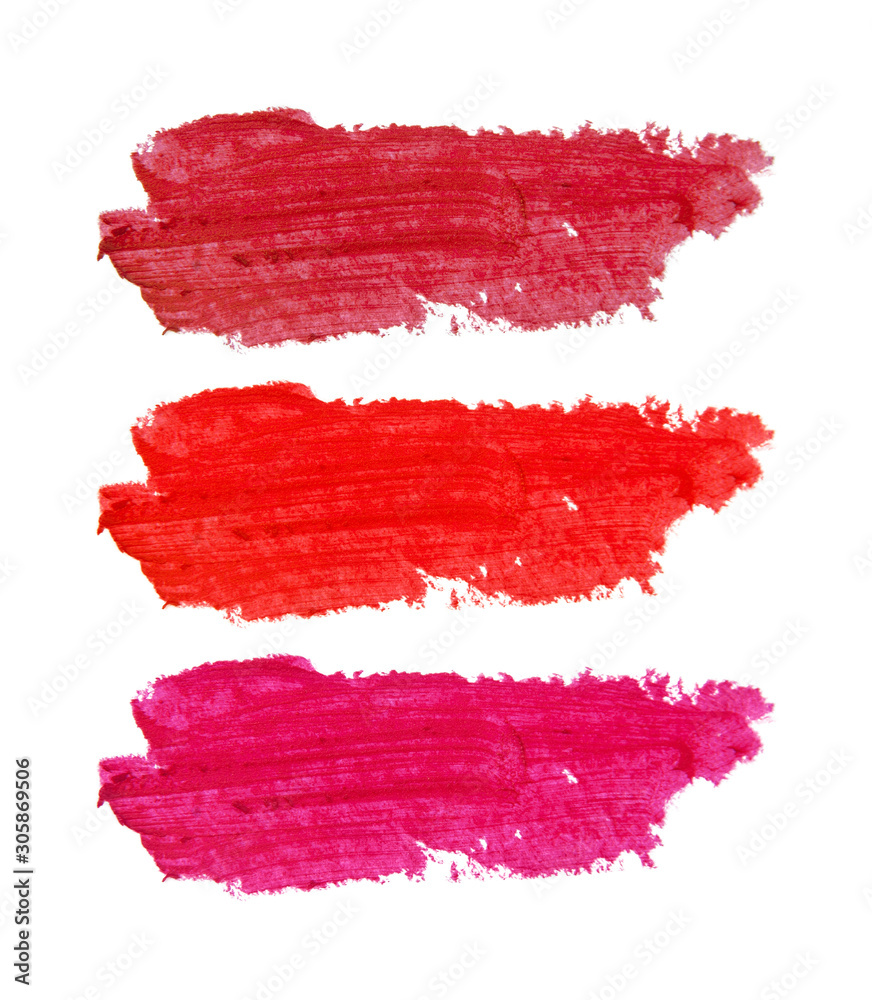 Color swatch smears of lipstick. Color swatch smears of lipstick.