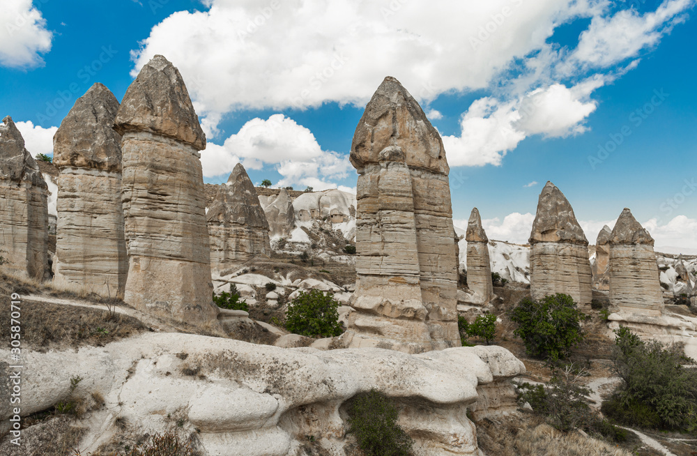 Volcanic mountains in Goreme national park, Cappadocia, Anatolia, Turkey