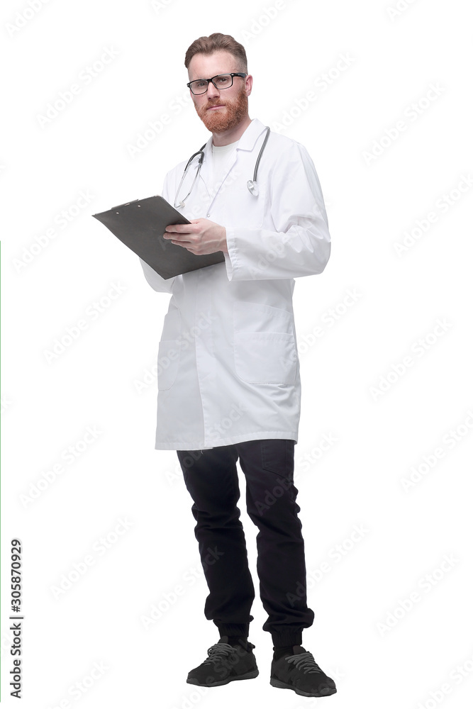 medical doctor with a clipboard. isolated on white medical doctor with a clipboard. isolated on white