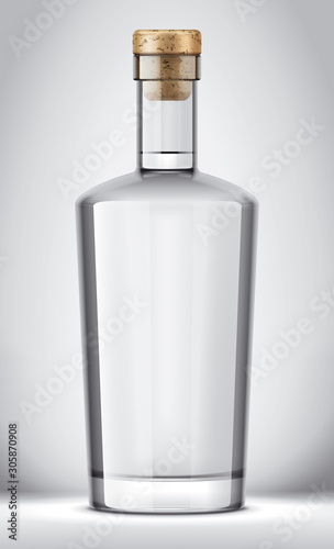 Glass Bottle on Background. Cork version