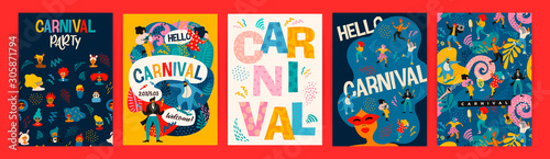 Hello Carnival. Vector set of illustrations for carnival concept and other use.