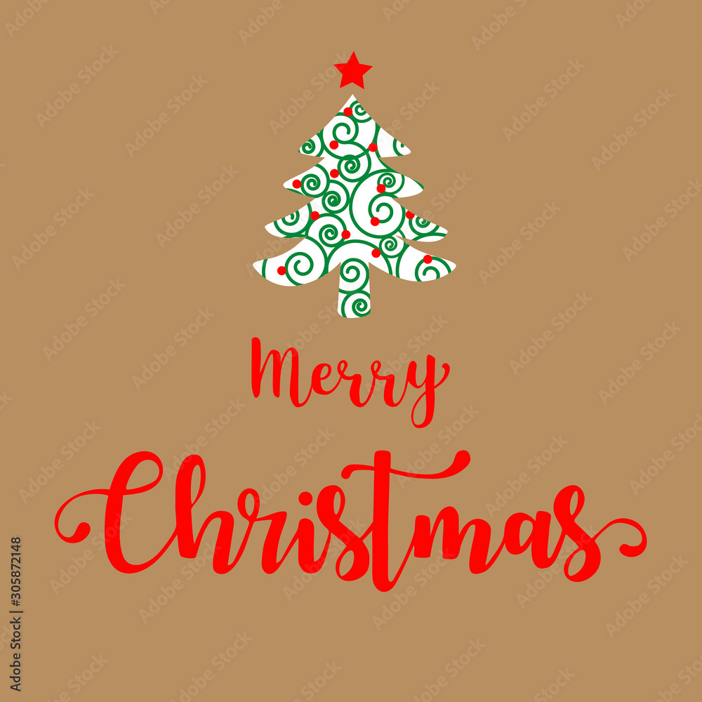Fototapeta premium Christmas Greeting Card. Merry Christmas lettering, vector illustration. EPS10