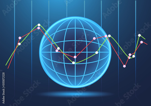 Business chart of market trading background.