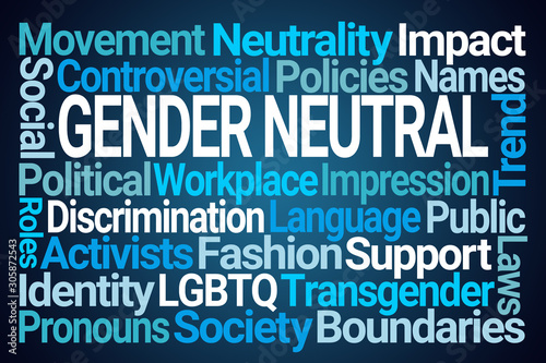 Gender Neutral Word Cloud on Blue Background