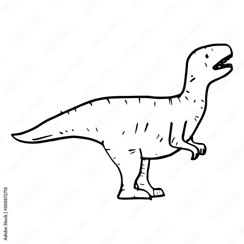 Hand drawn vector doodle t rex illustration.cartoon tyrannosaurus isolated on white background for coloring page, poster design , t shirt print, and sticker.