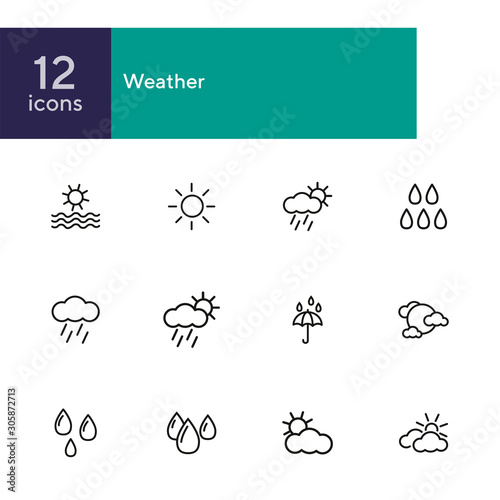 Weather line icon set. Season, nature, water. Climate concept. Can be used for topics like meteorology, outdoor, synoptic
