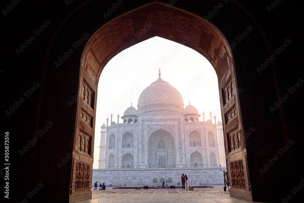 Taj Mahal during sunrise in Agra, India
