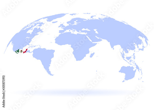 Planet Earth. Flag of Mexico. The Earth, World Map on white background. Vector illustration. EPS 10