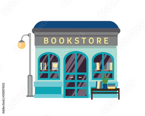 Bookstore flat vector illustration