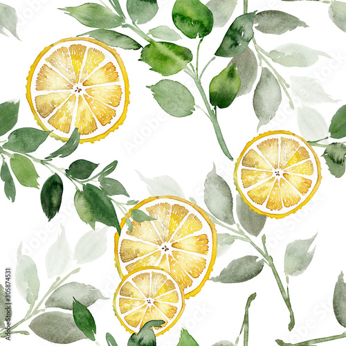 Tapety Jedzenie  seamless-watercolor-pattern-with-lemons-on-a-light-blue-background