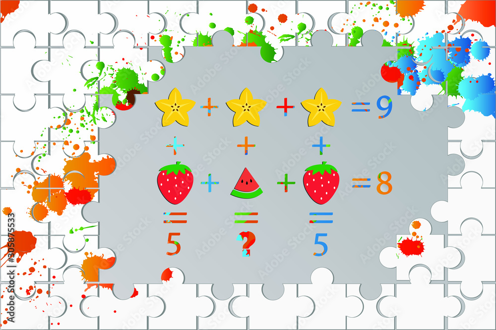 Math Number Riddle Games Counting games for kids and adults. Educational math game. Result ...
