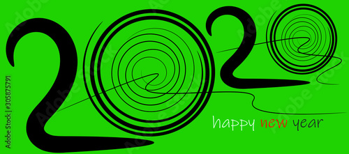 2020 happy new year and green background