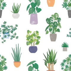 Keuken achterwand Planten in pot patronen Exotische kamerplanten in keramieken potten  © Good Studio