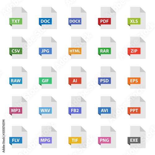 document format vector sign set, file flat icons