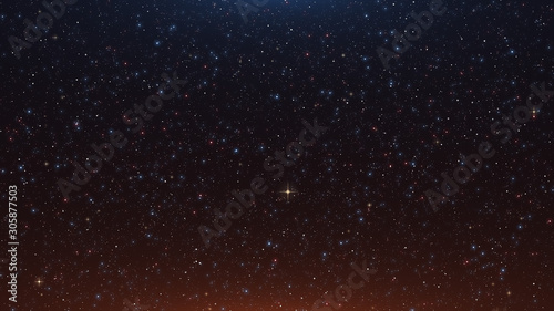 Gradient Orange Blue Colors Dark Starry Night Sky Background Illustration