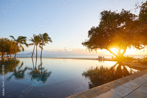 beautiful sunrise and sunset on the island of Mauritius