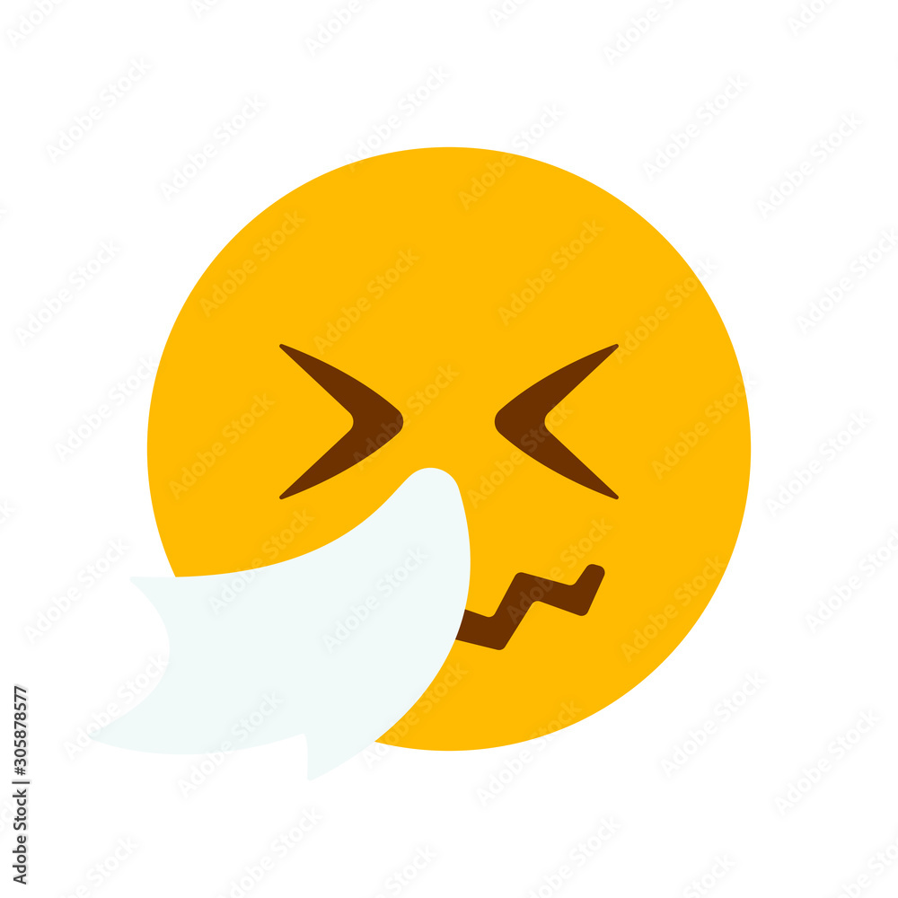 sneezing emoji face with napkin vector de Stock Adobe Stock
