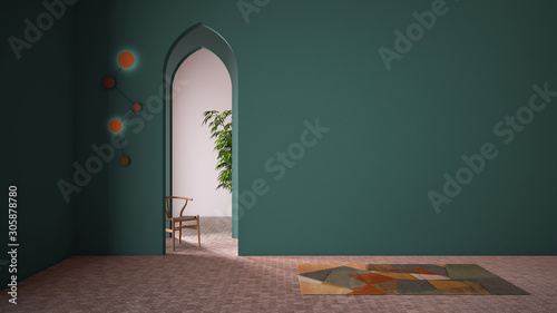 Bild auf Leinwand Classic eastern lobby, modern colored hall with stucco walls, interior design ar