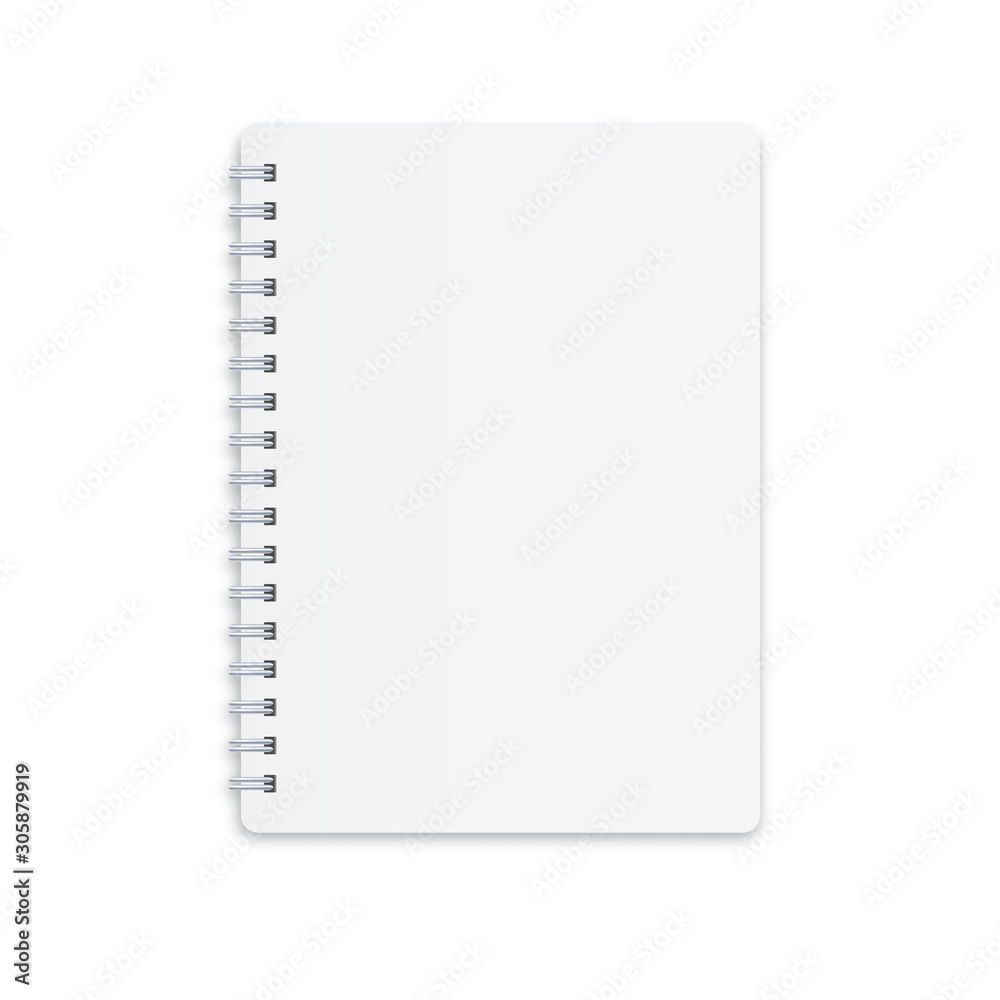 White notebook on a white background .Paper mocap for inscription .Business diary .Vector ,Illustration . White notebook on a white background .Paper mocap for inscription .Business diary .Vector ,Illustration .