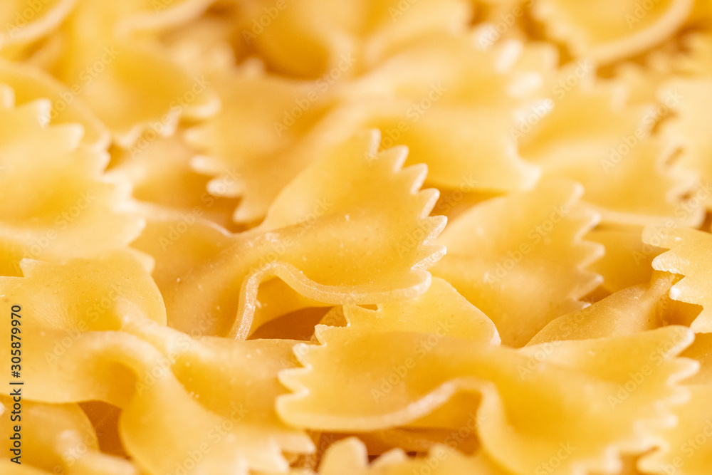 Close up of raw farfalle Italian pasta Close up of raw farfalle Italian pasta