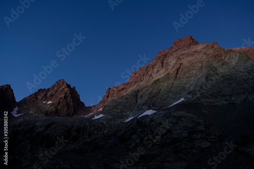 Peak of Monviso (3841m) photographed at blue hour from west