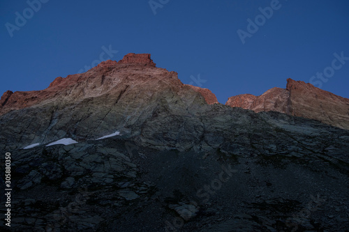 Peak of Monviso (3841m) photographed at blue hour from west photo