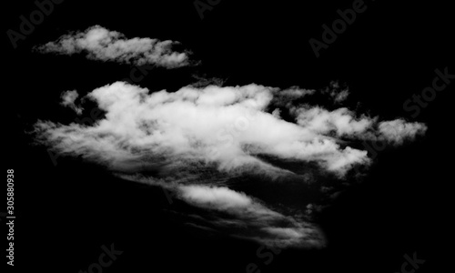 white clouds isolated on black background photo